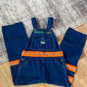 Liberty Blue Denim Utility Overalls 32 30